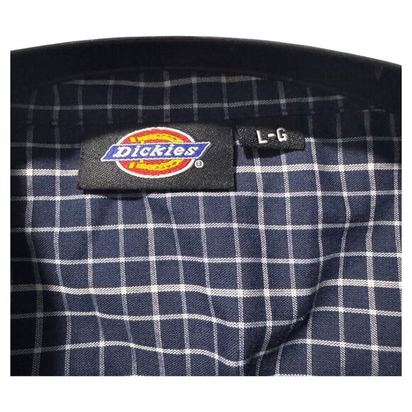 nwt Dickies Blue Plaid Short Sleeve‎ Button Up Shirt Size L - Picture 3 of 6